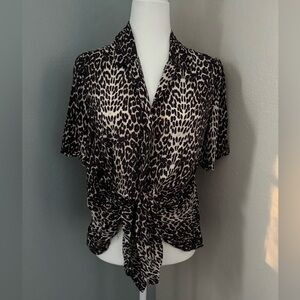 Sirena Tie-Front Leopard Shirt